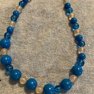 Claire's Blue and Frosted Bead Necklace